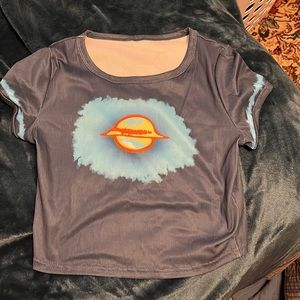 Y2K inspired Saturn tie-dye baby T top
